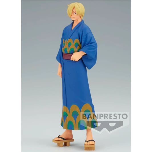 Figura de Sanji de One Piece con yukata azul estampado - 3