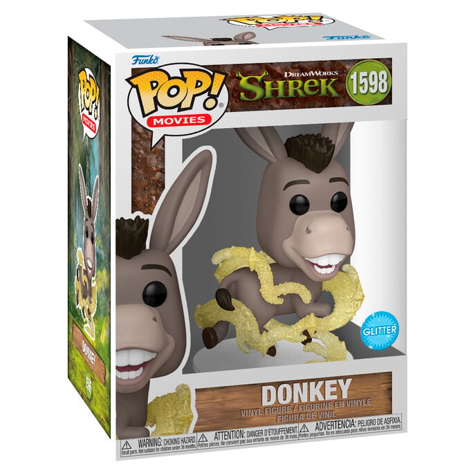 Figura Funko POP! de Asno de Shrek con acabado glitter en caja