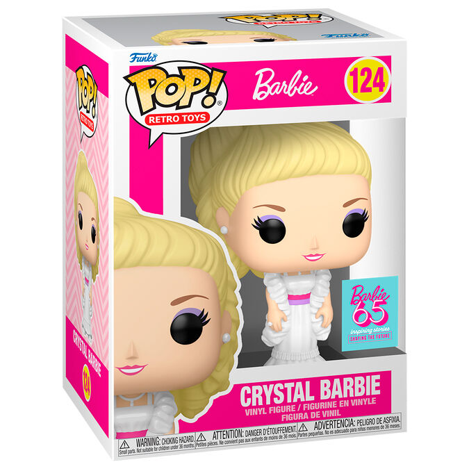 Figura Funko POP Crystal Barbie con vestido blanco en caja