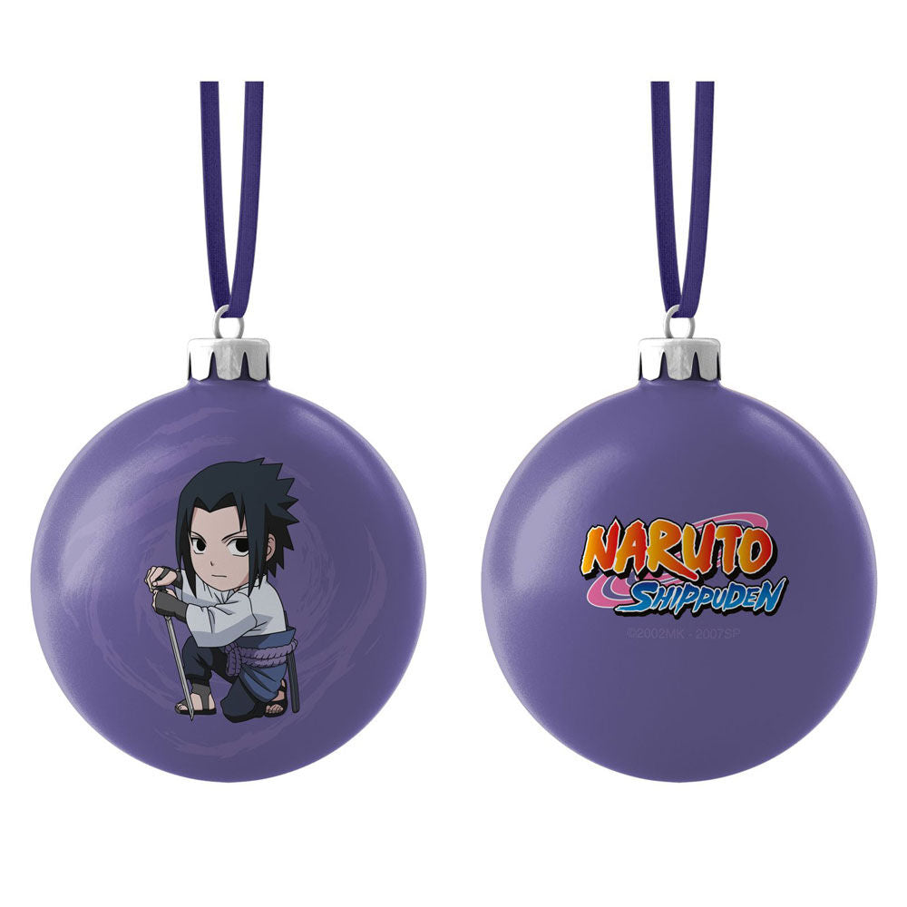 Bola de Navidad morada de Sasuke chibi de Naruto Shippuden
