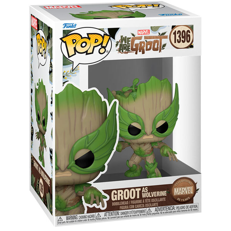 Figura Funko POP Marvel de Groot como Wolverine en caja
