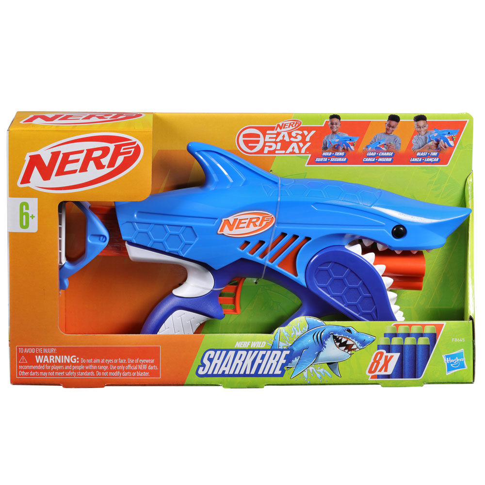 Lanzador Nerf Junior Sharkfire azul con 8 dardos de espuma - 4