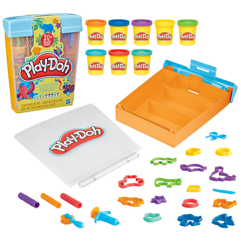 Set de animales Play-Doh con botes de colores, moldes, herramientas y estuche