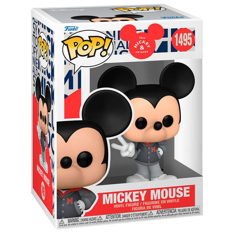 Figura Funko POP! de Mickey Mouse con chaqueta gris y detalles rojos - 2