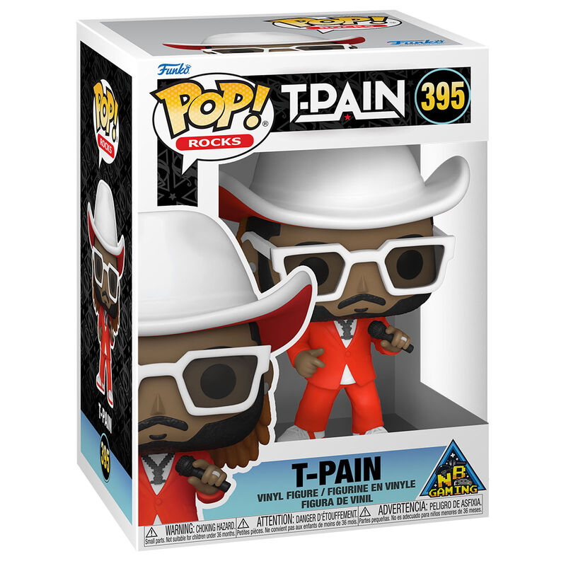 Figura Funko POP! de T-Pain con sombrero blanco, gafas y traje rojo - 2