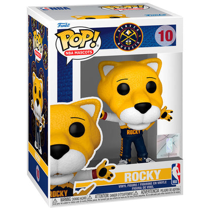 Figura Funko POP! de Rocky, mascota de Denver Nuggets, con uniforme azul marino