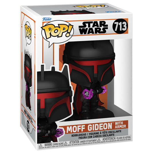 Figura Funko POP! de Moff Gideon con armadura en su caja