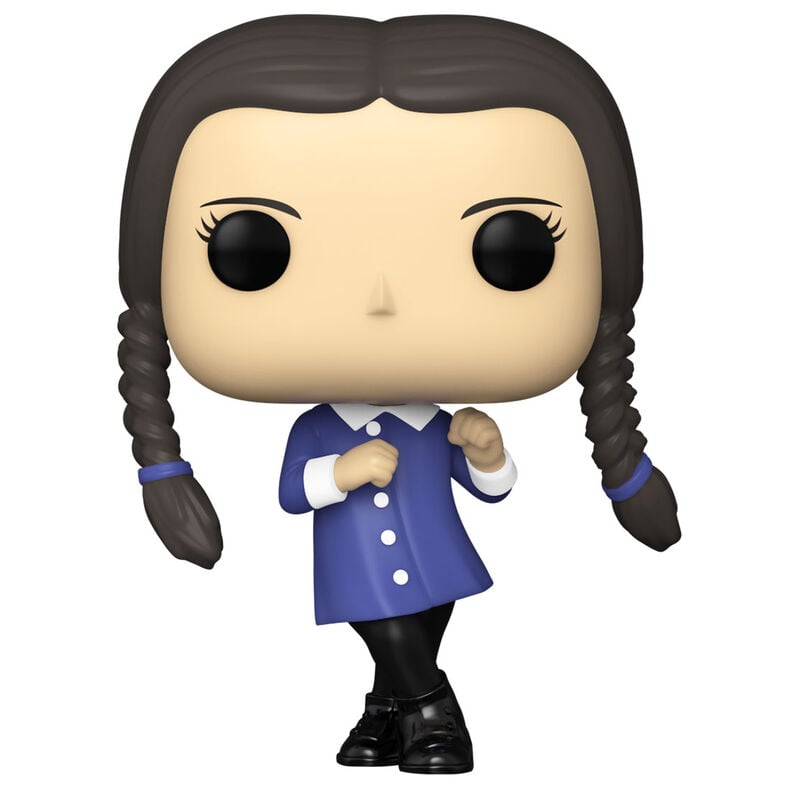 Figura Funko POP! de Wednesday Addams con vestido azul y trenzas negras