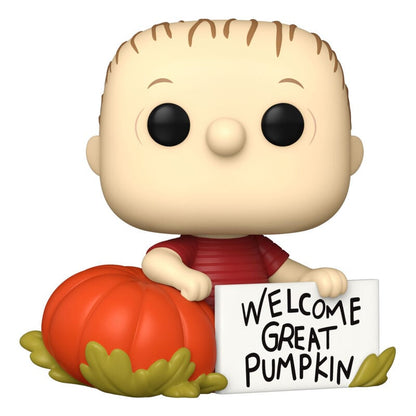 Figura Funko POP! de Linus con calabaza y cartel Welcome Great Pumpkin