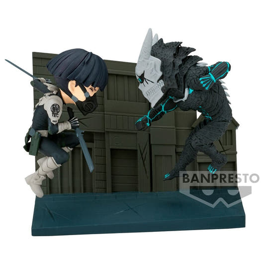 Figura Banpresto de Soshiro Hoshina frente a Kaiju No. 8