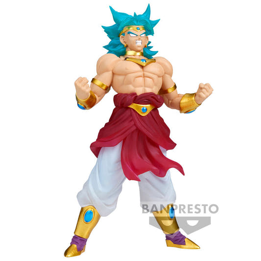 Figura de Broly Super Saiyan de Dragon Ball Z con cabello turquesa y faldón rojo