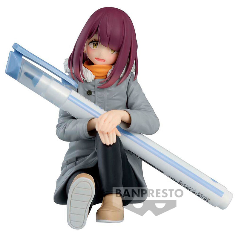 Figura de Ayano Toki de Laid-Back Camp sentada con abrigo gris - 5