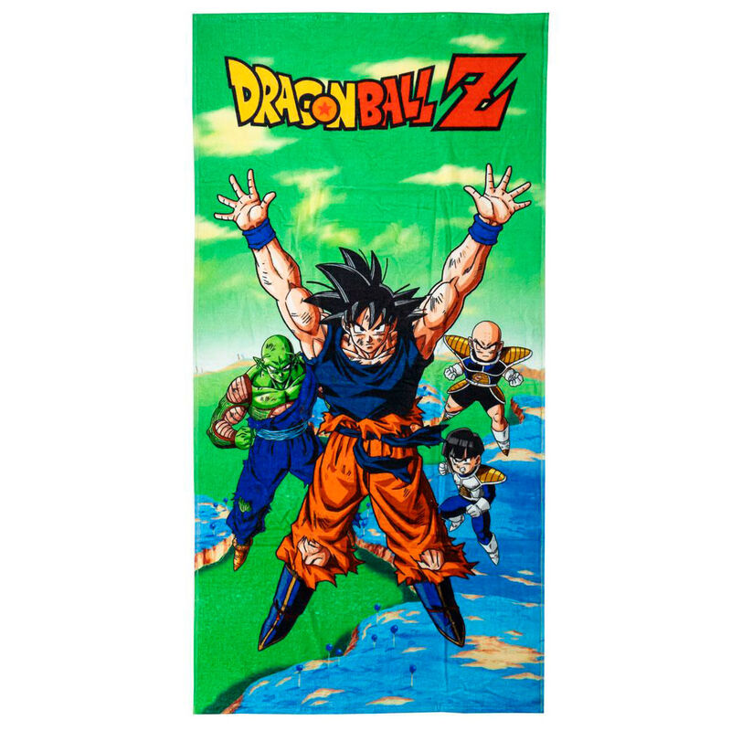 Toalla Dragon Ball Z verde con Goku y otros personajes