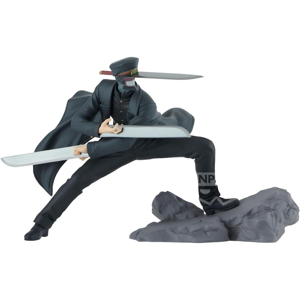 Figura Banpresto de Samurai Sword de Chainsaw Man con espadas y base rocosa