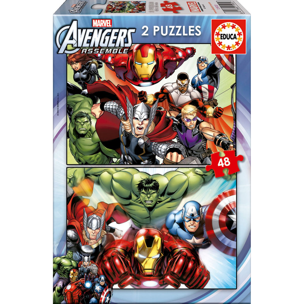 Caja de dos puzzles Marvel de Los Vengadores de 48 piezas