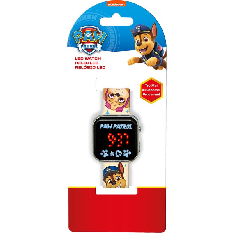 Reloj LED Paw Patrol con Skye y Chase en la correa