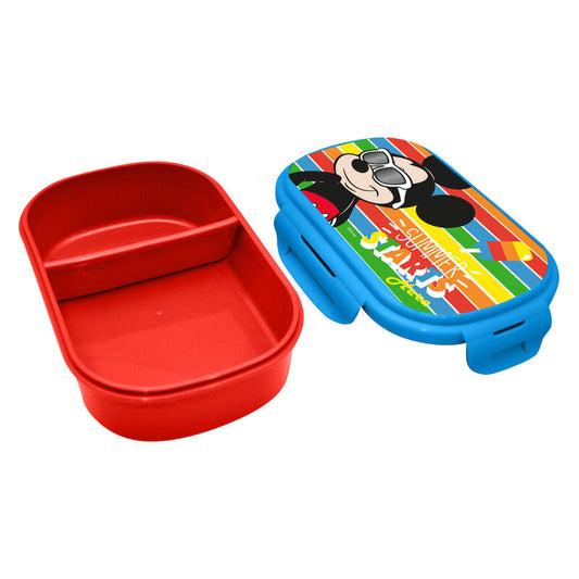 Sandwichera Mickey Disney azul y roja con cubierto - 2
