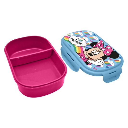 Sandwichera Minnie Disney azul y rosa con cubierto - 2