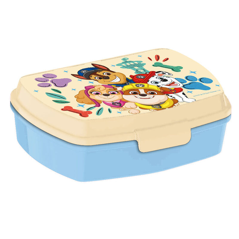 Sandwichera Paw Patrol azul y crema con personajes
