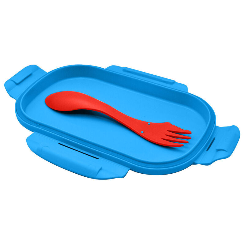 Sandwichera Mickey Disney azul y roja con cubierto - 3