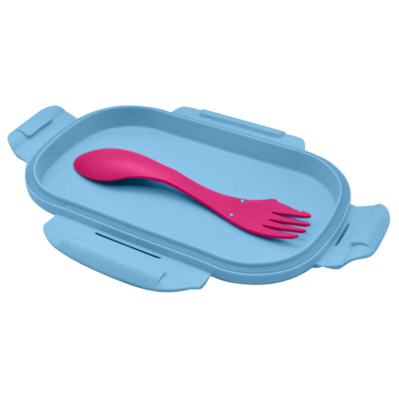 Sandwichera Minnie Disney azul y rosa con cubierto - 3