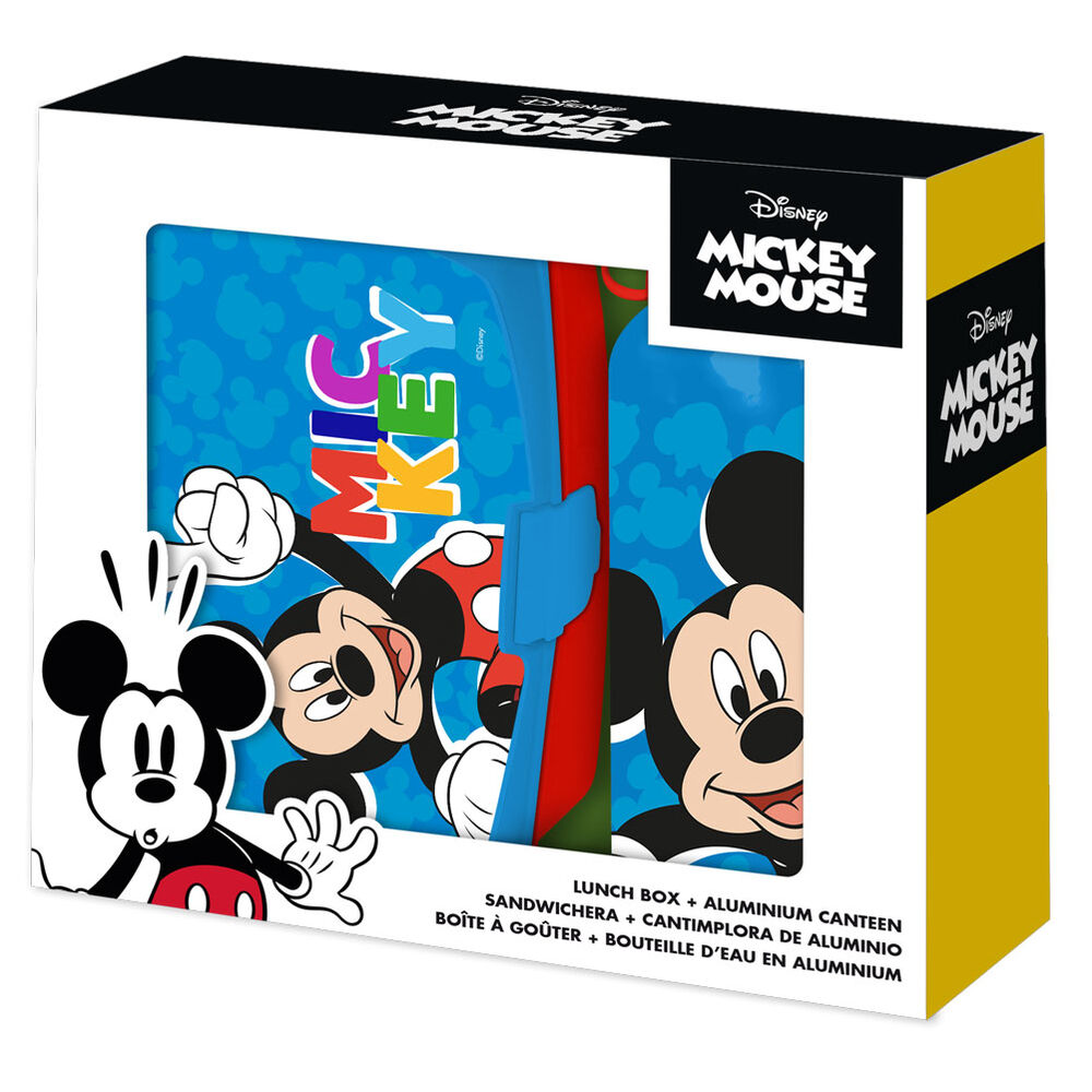 Set Mickey Disney con cantimplora y sandwichera de diseño colorido