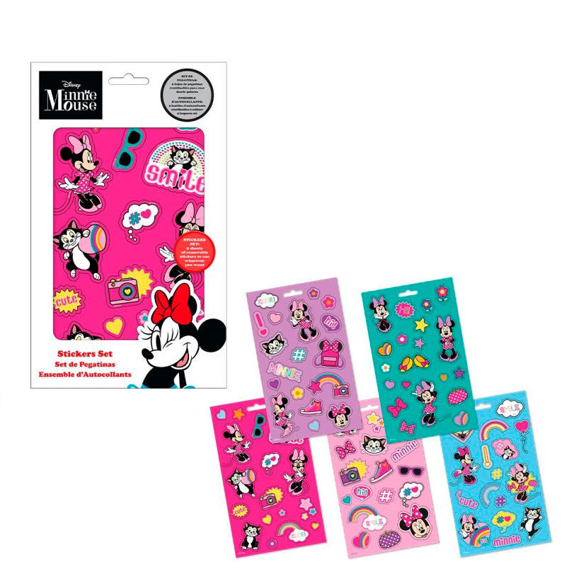 Set de pegatinas Minnie Disney con diseños multicolor