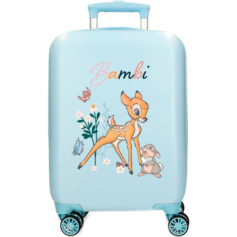 Maleta trolley Bambi Disney azul claro con cuatro ruedas dobles