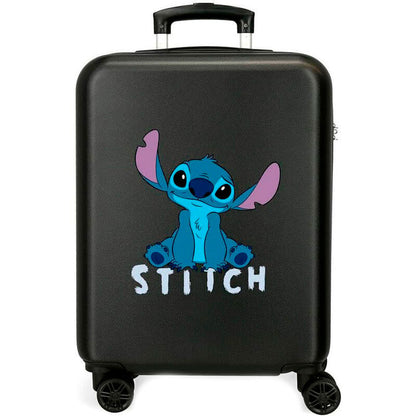 Maleta trolley negra Stitch Disney con cuatro ruedas dobles