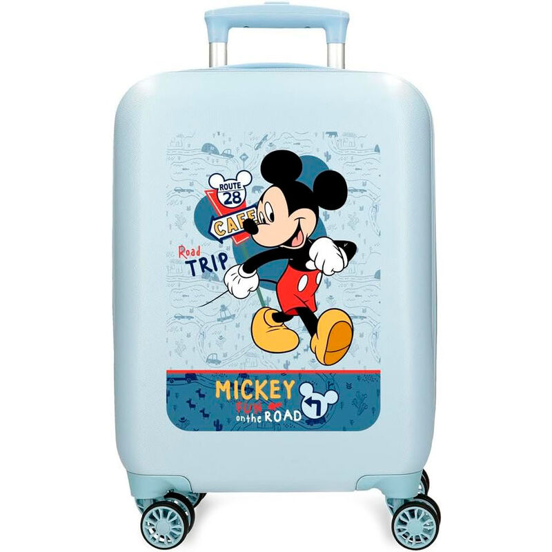 Maleta trolley azul claro de Mickey Disney con cuatro ruedas
