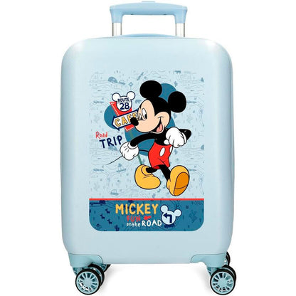 Maleta trolley azul claro de Mickey Disney con cuatro ruedas