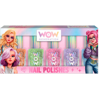 Blíster WOW GENERATION con cinco esmaltes de uñas de colores