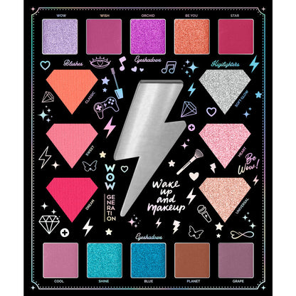 Paleta de maquillaje WOW GENERATION desplegada con sombras e iluminadores - 3