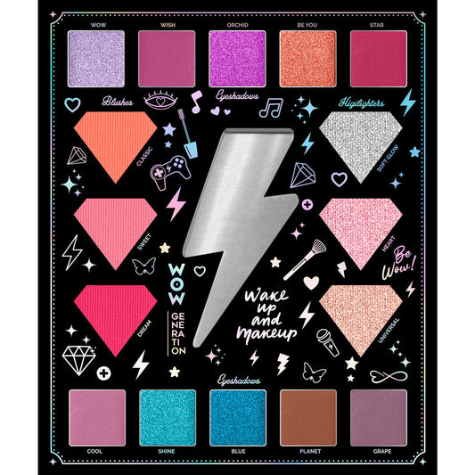 Paleta de maquillaje WOW GENERATION desplegada con sombras e iluminadores - 3