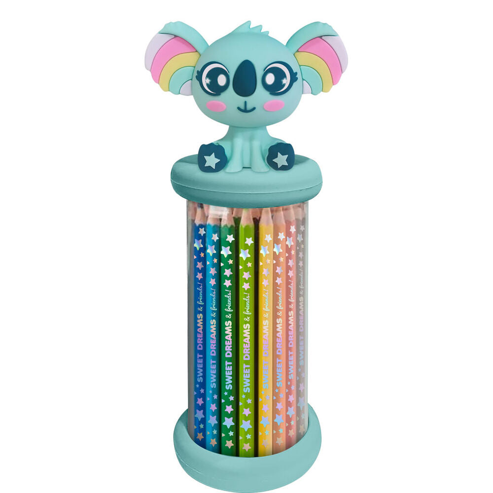 Set de 12 lápices de colores 3D SWEET DREAMS con personajes animales - 3