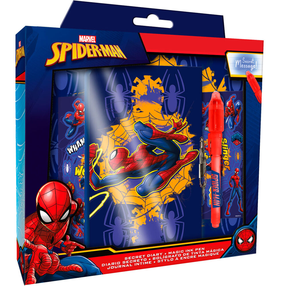 Diario secreto de Spider-Man Marvel con bolígrafo de tinta mágica
