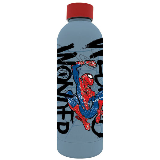 Botella de aluminio Spider-Man Marvel de 500 ml con tapón rojo
