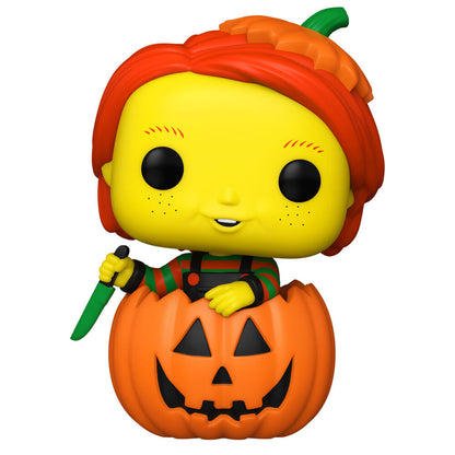 Figura Funko POP! de Chucky con cuchillo dentro de una calabaza
