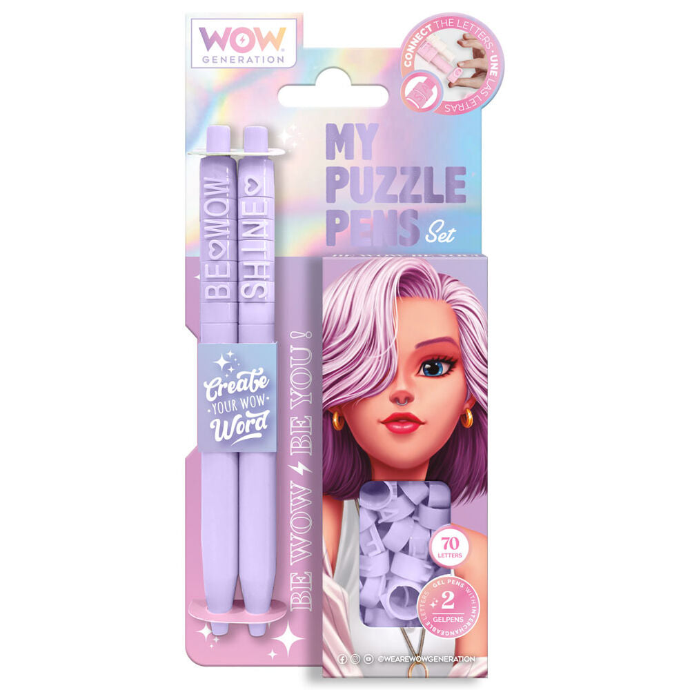Set de bolígrafos Puzzle WOW GENERATION en colores pastel - 2