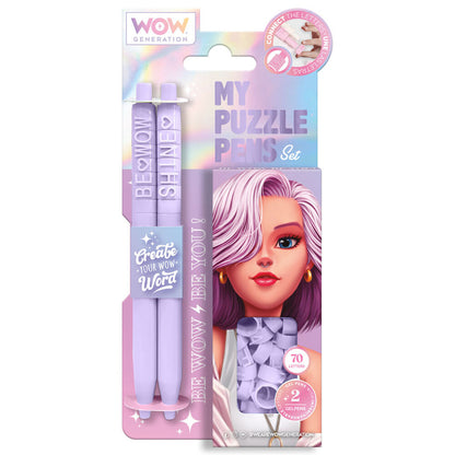 Set de bolígrafos Puzzle WOW GENERATION en colores pastel - 2