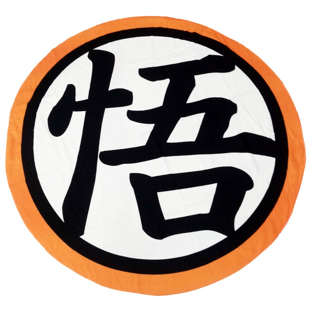 Toalla Dragon Ball de microfibra con diseño circular naranja, blanco y negro