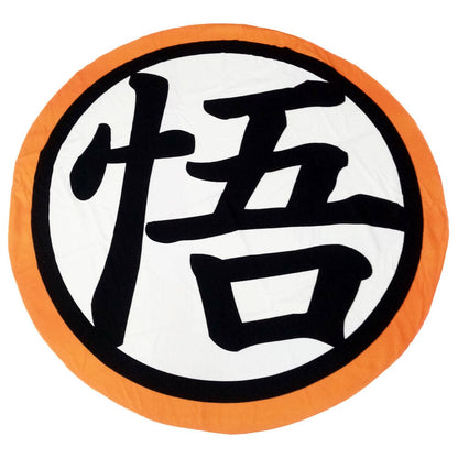 Toalla Dragon Ball de microfibra con diseño circular naranja, blanco y negro