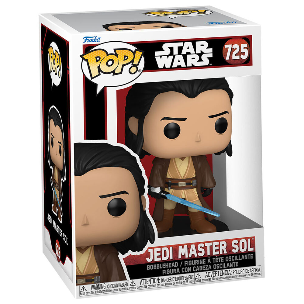 Figura Funko POP de Jedi Master Sol con sable azul sobre base Star Wars - 2