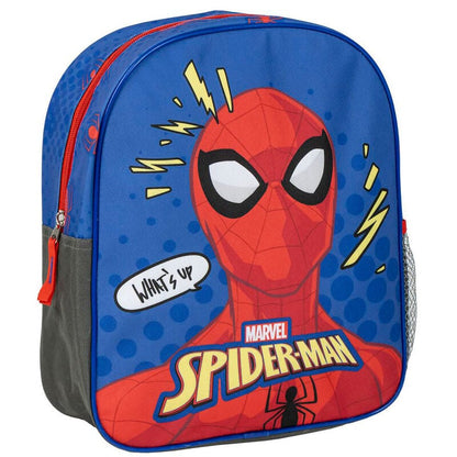 Mochila escolar azul de Spider-Man Marvel con bolsillo lateral de malla