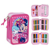 Plumier triple rosa de Minnie Disney con tres compartimentos