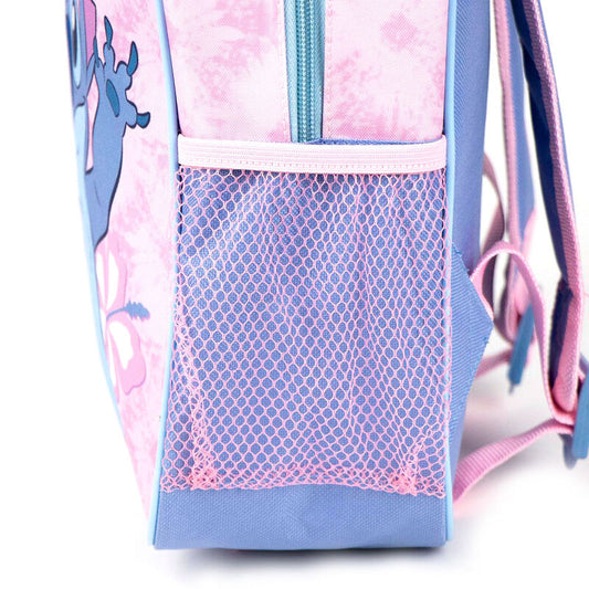 Mochila rosa y azul de Stitch Disney con estampado floral - 4