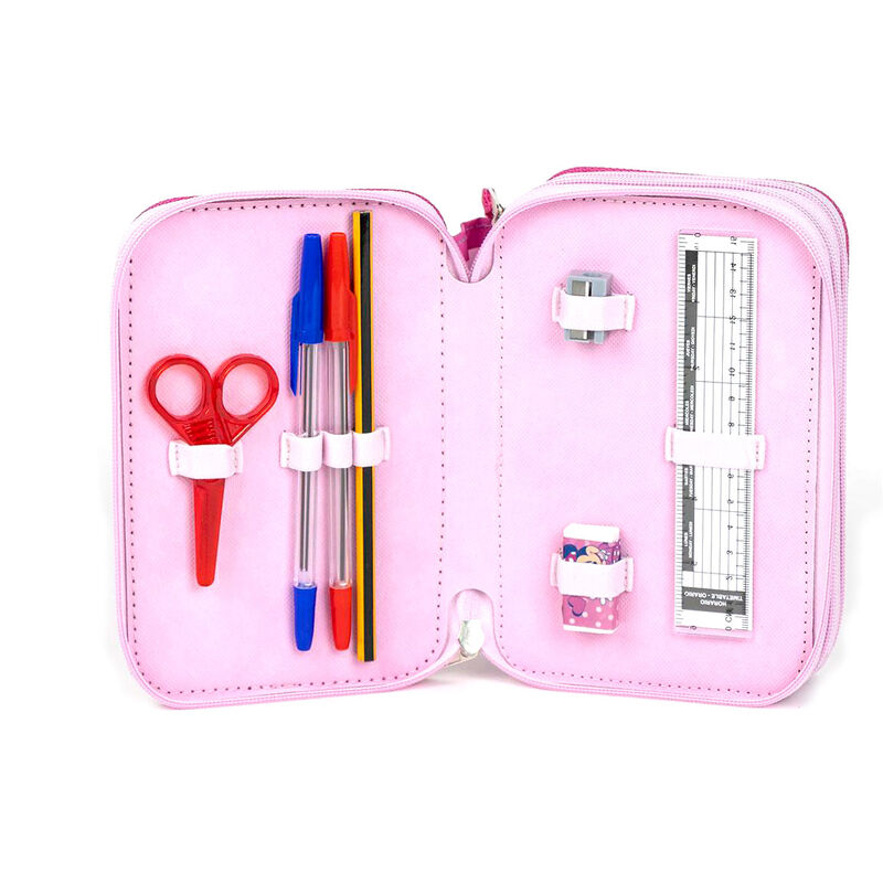 Plumier triple rosa de Minnie Disney con tres compartimentos - 3
