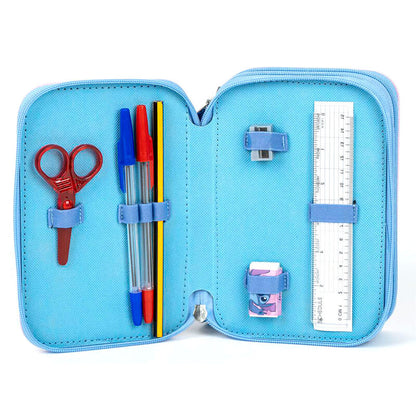 Plumier triple rosa y azul de Stitch Disney con tres compartimentos - 3