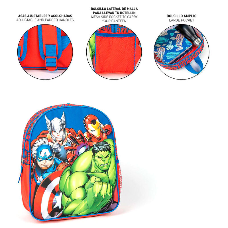 Mochila escolar Marvel de Los Vengadores con Hulk, Capitán América, Iron Man y Thor - 5