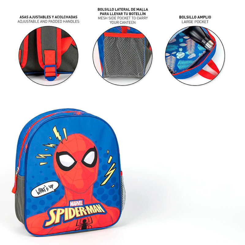 Mochila escolar azul de Spider-Man Marvel con bolsillo lateral de malla - 5